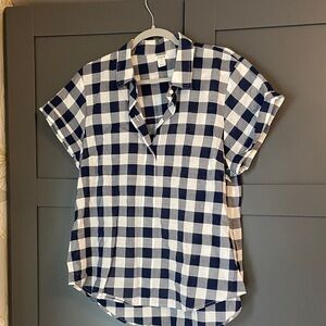 J.Crew Navy and White Plaid Button Down Shirt